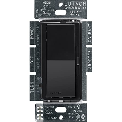 Lutron Diva LED+ Dimmer Light Switch for Dimmable LED, Halogen, and Incandescent Bulbs, 150 Watt, Single-Pole or 3-Way, DVCL-153P-BL, Black - color: Black, size: 1 Pack, style: Diva Dimmer