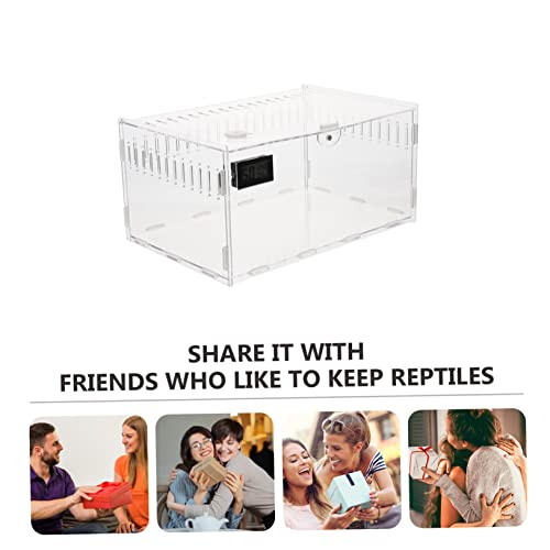 Transparent Acrylic Reptile Breeding Box with Ventilation System for Snakes Tarantulas and Reptiles Habitat with Temperature Humidity Gauge