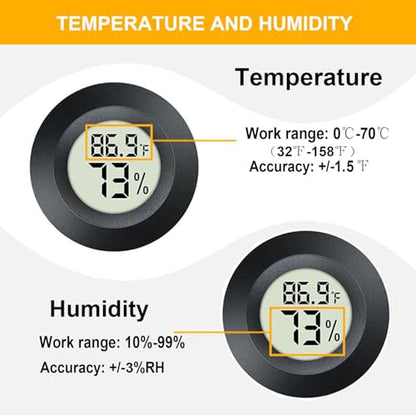 JEDEW 6 Pack Hygrometer Thermometer Digital Humidity Meter Indoor/Outdoor Humidity Monitor Reptile Thermometer for Greenhouse Humidors Terrarium Jars ℉/ ℃(6)
