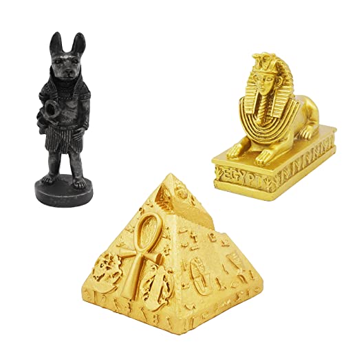 Ancient Egyptian Pyramid Anubis Sphinx Fish Tank Decor Decorations (Set of 3) Statue Sculpture Reptile Turtle Lizard Spider Tanks Terrarium Ornament Pet - color: Pyramid Anubis Sphinx