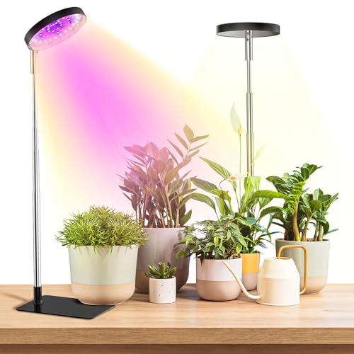 Grow Lights for Indoor Plants Full Spectrum, 48 LEDs Plant Light for Indoor Plants with 2 Mounting Options, 3 Optional Spectrums, 3/9/12Hrs, 10 Brightness, 2 Packs (Black) - color: Black--2 pack
