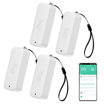 WiFi Hygrometer Thermometer Sensor, Wireless Smart Temperature Humidity Monitor with Remote App Notification Alert, for Home, Greenhouse White (4pack) - color: 4pack