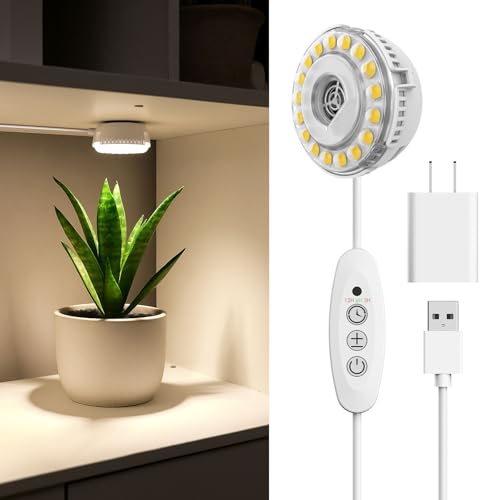 7W Grow Light for Indoor Plants, Full Spectrum Plant Light with Auto Timer (3/6/12H) & 4-Level Dimming, Small Led Grow Light for Seedlings, Succulents, Herbs - size: 1-Head