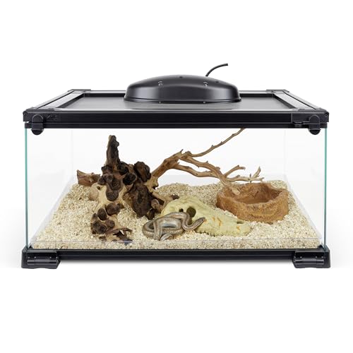 Zilla QuickBuild Reptile 10 Gallon Glass Terrarium Habitat with Bedding Tray For Geckos, Snakes, Lizards, Frogs, Turtles, and Tortoises, 20" x 12" x 10" - size: 20x12x10