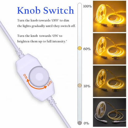 LED Strip Lights 24V COB Gold Yellow Dimmable led Lighting16.4ft (Kit) | Super Bright, Dotless High Density 7.2W/m, 8mm Width Cuttable Flexible, Home DIY Commercial Decoration - color: Gold Yellow (Kit)