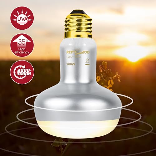 REPTIZOO Reptile Heat Lamp Combo Pack with Dual Reptile Light Fixture & 100W Intense Basking Spot Light 26W Energy Saving UVA UVB Bulb Spiral Compact Bulb 10.0