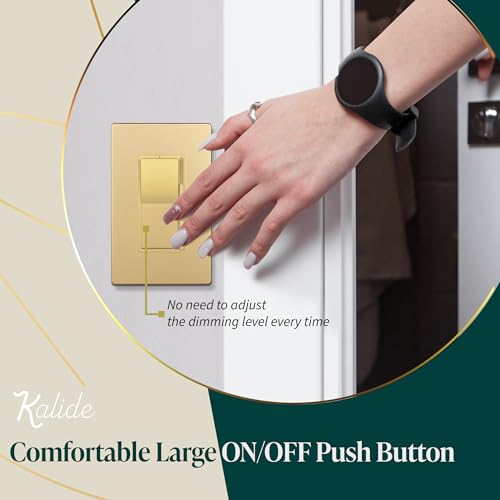 TOPGREENER Kalide Dimmer Light Switch, LED Dimmer Switch, Full Range Dimming, Single Pole/3-Way, 120VAC, 60Hz, 300W LED/CFL, Neutral Wire Not Required, Gold, 1 Pack,Wall Plate Included - color: Gold, size: Single Pole & 3 Way