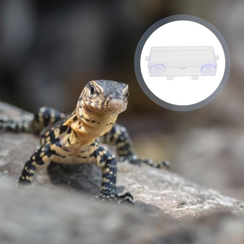 ABOOFAN Suction Cup Reptile Feeder Bowl Food Water Basin Escape-Proof Feeding Dish for Gecko Lizard Terrarium Supplies