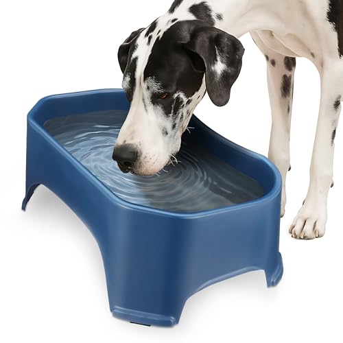 Neater Pet Brands Extra Large Water Bowl for Dogs, Outdoor Dog Water Bowl (2.25 Gallon XL Capacity), Big Trough Style Food Dish for Indoors or Outside, No Spill Large Dog Bowls, Dark Blue - color: Dark Blue, size: 2.25 Gallons