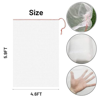 4 Pack Garden Neting Plant Insect Bird Barrier Mesh with Drawstring 4.6Ft x 5.91Ft Mesh Plant Covers Freeze Protection Tomato Barrier Bag for Garden Flower Blueberry Vegetables Fruits Bird Eating - size: 4.6Ft x 5.91Ft