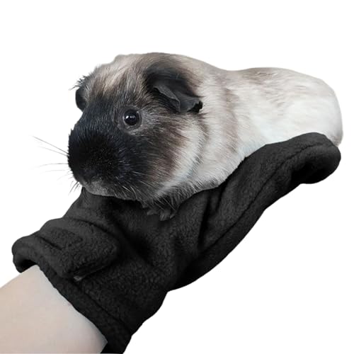 Anti Bite Gloves | Scratch Resistant Mitts - Hamster Calming Gloves | for Sugar Petaur Bird Parrot Hedgehog - color: Black