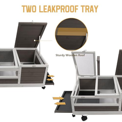 PetsCosset Tortoise Habitat Cage on Wheels with Lamp Stand & Pull-Out Waterproof Tray – Large Wooden Tortoise House, Indoor & Outdoor Reptile Enclosure 39" L x 23" W x 14" H Single Habitat - size: 39.0"L x 23.0"W x 14.0"H