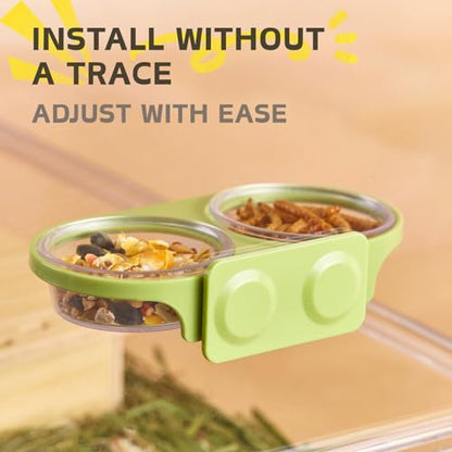 Magnetic Reptile Feeding Ledge with 2 Pack Plastic Bowls Food Feeder Water Dish for Crested Gecko Dwarf Hamster(Gray, Magnetic-Mounted) - color: Gray(Pack of 1）