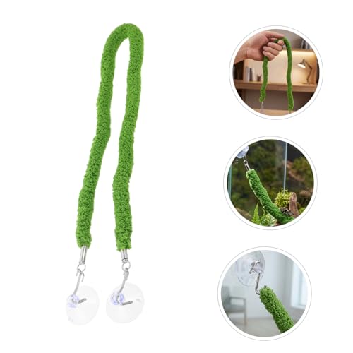 TOYANDONA Flexible Reptile Climbing Vine with Enhanced Grip Surface for Lizard Tank and Terrarium, Realistic Green Plush Rope with Suction Cup Hook for Chameleon Habitat Decor