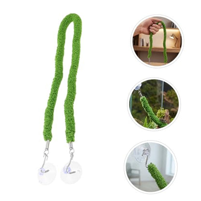 TOYANDONA Flexible Reptile Climbing Vine with Enhanced Grip Surface for Lizard Tank and Terrarium, Realistic Green Plush Rope with Suction Cup Hook for Chameleon Habitat Decor