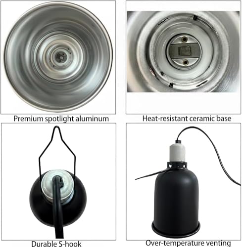 Reptile Dome Light Fixture, 5.5 Inch, Basking Lamp for Lizards, Turtles, Snakes, Compatible with UVA/UVB Heat Bulbs & Ceramic Heat Emitters, Aluminum - size: 5.5Inch