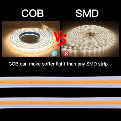 3 Meter LED Strip Lights with US Plug 110v 9.84 Foot Waterproof LED Rope Light Flexible Dimmable COB LED Strip with Plug-in for Kitchen and Bathroom (Warm White, 9.84ft) - color: Warm White 3000K, size: 9.84ft