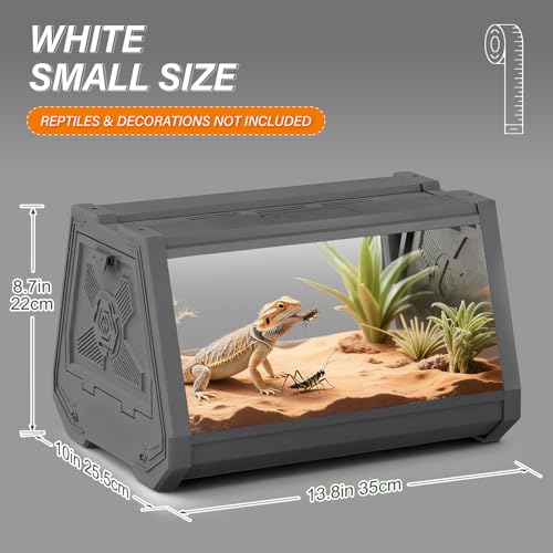 Smart Lighting Reptile Terrarium with Timer & Dual-Mode LED/UVB - Adjustable Brightness All-in-One Habitat, Wide View Escape-Proof Dual Doors for Gecko, Frog, Tarantula, Snake or Insects
