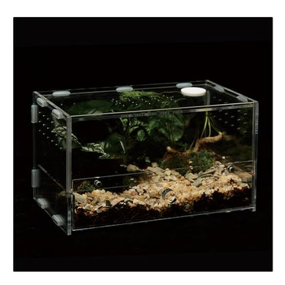 Acrylic Clear Reptile Habitat Enclosure Terrarium with Latch ，Perfect for Amphibians and Invertebrates Such as Spiders, Frogs, etc (Horizontal)