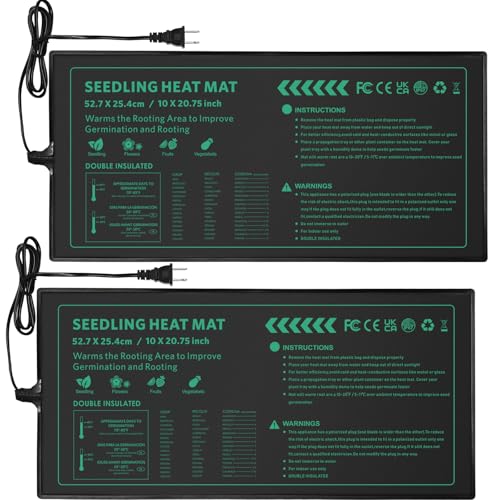 Seedling Heat Mat Durable Waterproof Plant Heating Pad 10"x 20.75" for Germination, Indoor Gardening, Greenhouse - size: 2 Pack