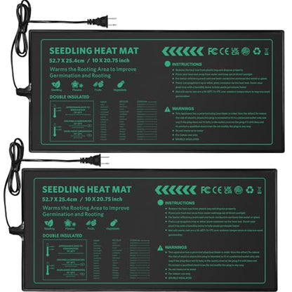 Seedling Heat Mat Durable Waterproof Plant Heating Pad 10"x 20.75" for Germination, Indoor Gardening, Greenhouse - size: 2 Pack