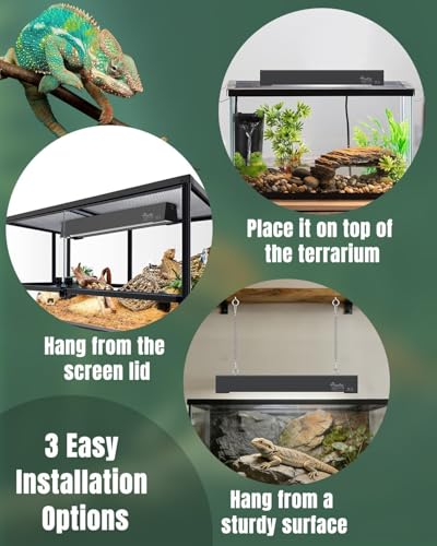 Pawfly T5 Reptile Light Combo Kit with 2 UVB Tubes, 10.0 UVB Light Fixture with Terrarium Hood and 8W Light Tubes for Bearded Dragon, Desert & Tropical Terrariums