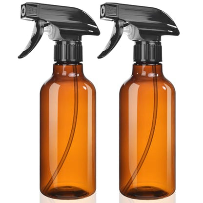 Uineko Spray Bottles 2-Pack, 10 Oz, Mist & Stream, Heavy Duty Spraying Empty Water Sprayer Bottle, BPA Free Plastic Refillable Containers for Cleaning Solutions, Plants, Hair, Essential Oils (Amber) - style: Amber