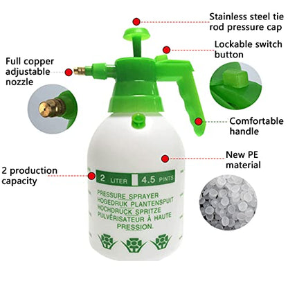 Garden Pump Sprayer, 0.5Gallon/68oz Hand-held Lawn Pressure Spray Bottle with Safety Value&Adjustable Nozzle (Green) - color: Green