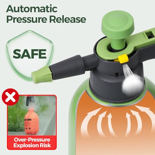 T4U Pump Sprayer 1/2 Gallon, PP Hand Pump Pressure Sprayer for Home Garden Plant Care and Household Cleaning, with Built-in Measuring Cup & Adjustable Nozzle, Suitable for Fertilizers & Common Garden - size: Short Nozzle