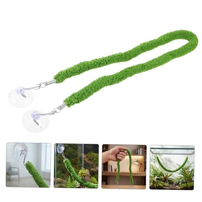 Toyvian Artificial Vines for Reptile Tank Green Plush and Plastic Climbing Rope with Suction Cup Hook for Stable Support, Flexible Realistic Jungle Vine Swing for Terrarium and Pet Habitat