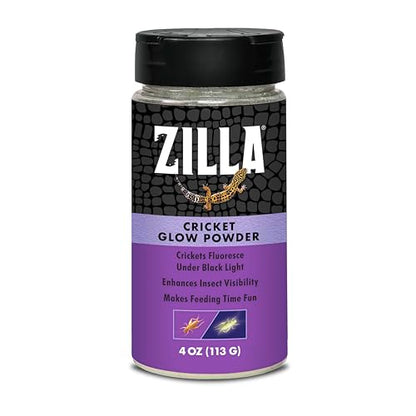 Zilla Cricket Glow Powder — add to Reptile Food for a Fun Twist, More exciting Than Plain Calcium Powder Fluoresces Under Black Light, Ideal for Insectivores, 4 Ounces - size: 4 Ounce (Pack of 1)