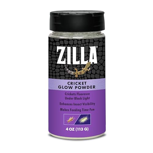 Zilla Cricket Glow Powder — add to Reptile Food for a Fun Twist, More exciting Than Plain Calcium Powder Fluoresces Under Black Light, Ideal for Insectivores, 4 Ounces - size: 4 Ounce (Pack of 1)