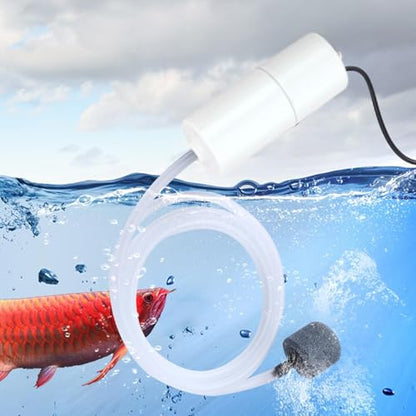 Mini Water Pump Submersible - Noiseless Submersible Water Pump with Stable Air Release | 5V Fish Charging Fishing Oxygenator USB Meet Oxygen Demand for Fishing Carrying Seafood - color: White