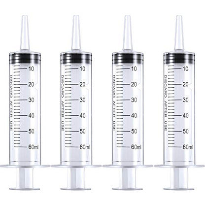 Frienda 4 Packs Large Plastic Syringe Measuring Syringe Tools Dispensing Multiple Uses (60 ml) - size: 60 ml