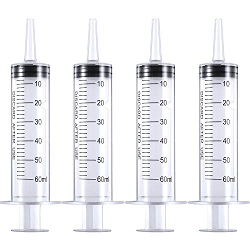 Frienda 4 Packs Large Plastic Syringe Measuring Syringe Tools Dispensing Multiple Uses (60 ml) - size: 60 ml