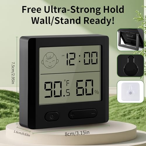 Reptile Thermometer Hygrometer – Digital Terrarium Thermometer for Snakes, Lizards, Spiders | Accurate Temperature & Humidity Gauge with Alarm, Backlit Display