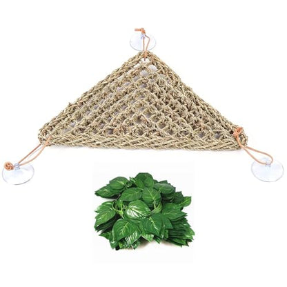 kathson Bearded Dragon Hammock, Reptile Terrarium Leaves with Suction Cups, Bearded Dragon Tank Accessories, Habitat Decor for Chameleon, Lizards, Geckos, and Snakes（16.53 x 12.6 x 12.6 inches, 2 PCS）