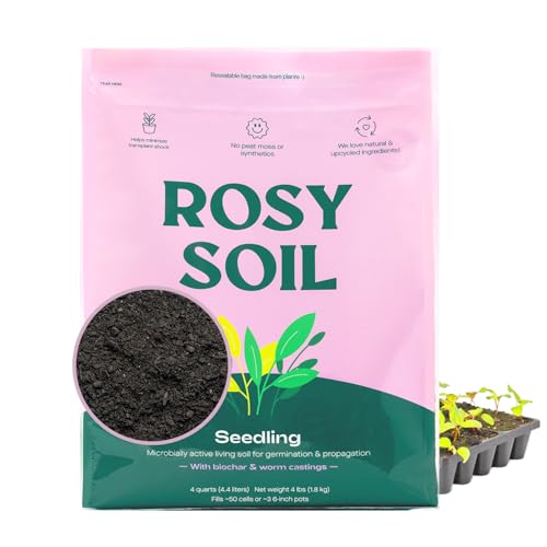 Rosy Soil Seedling Seed Starter Soil Mix, Organic, Peat-Free, 4 Quarts | Worm Castings, Biochar and Mycorrhizae Blend, For Seed Germination, Microgreens, Propagation, Herbs, Vegetables, Flowers - color: Seedling, size: 4 Quarts