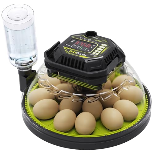 18 Egg Incubator with Automatic Egg Turning Day Counter and Atomizer for Auto Humidity Control, Full Auto Turner Lock 3 Days Before Hatch, Hatching 18Chicken 12Duck 30Quail at Backyard - size: 18 Egg