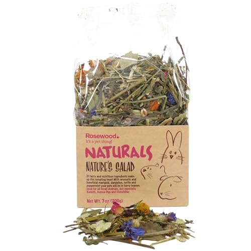 Rosewood Naturals: Nature's Salad - 4 Pack, 7oz Bags - Small Animal Treat, Blends 21 All Natural Ingredients, Flower-Plant Mix, Rabbit-Guinea Pig-Pet