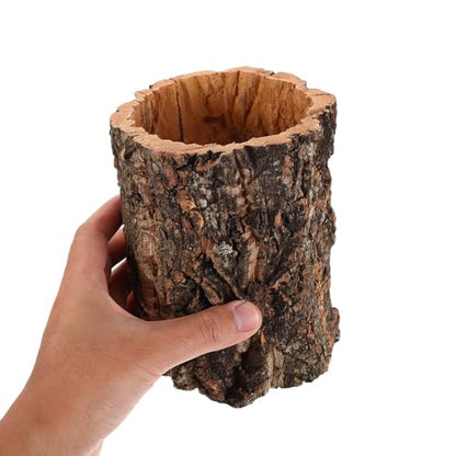 Veemoon Natural Tree Trunk Reptile Hide Cave Reptile & Amphibian Habitat Hideouts Natural Cork Bark Tree Trunk Terrarium Log Cave Wood Climbing Hide for Gecko Snakes Hermit Crabs Frog, 4. 9×5. 9"