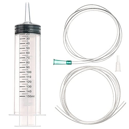 SHAOTONG 150ml Syringe with 40 Inch Tube and Tip Adapter, for Feeding Pets, Liquid Refilling, Drawing Oil Fluid - size: 150ML/CC