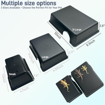 12in Durable Large Reptile Hide, Ball Python Hide, Leopard Gecko Hide, Bearded Dragon Hide, Easy to Clean Reptile Hides Cave for Tank, Snake Hide Large Enclosure (12" x 8.3" x 2.8" X-Large) - size: X-Large