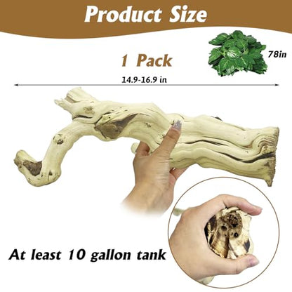 VCEPJH Snake Climbing Branch, 2Pcs Reptile Wood Natural Cork Log and Large Snake Climbing Branch Decor 15.5 in Natural for Chameleon Gecko Ball Python Frog