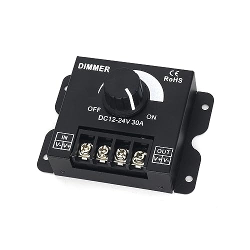 HiLetgo 2-in-1 LED Dimmer Switch 12V-24V 30A 360W Adjustable Voltage Regulator Brightness Controller for 5050 LED Strip Light
