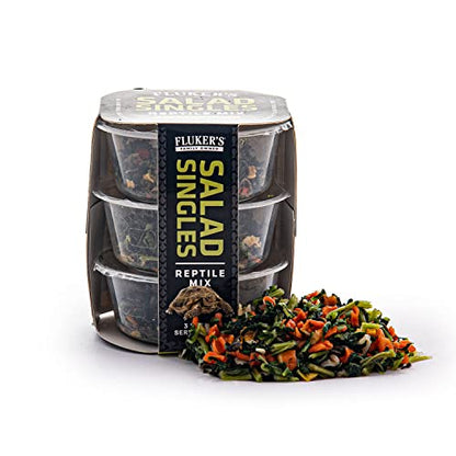 Fluker's Salad Singles All Natural Reptile Mix, Just Add Water, Each Pack Makes 2 oz of Food, for Bearded Dragons and Other Herbivores/Omnivores, 3,Pack 0.65 oz