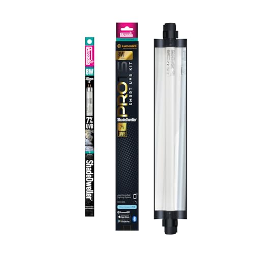 Arcadia LumenIZE ProT5 Reptile Light Fixture Kit 13" Long 8 Watts 7% UVB ShadeDweller – Smart UVB Light for Reptiles, Geckos, Skinks, Chameleons and Arboreal Tanks, Easy to Use Indoor Lighting Setup