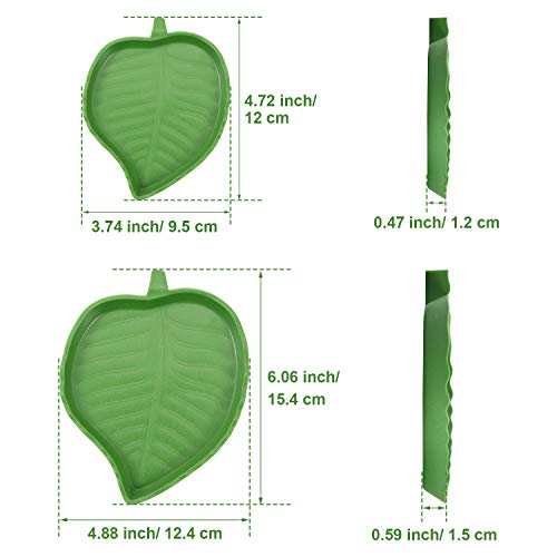 Boao 2 Pieces Leaf Reptile Food Water Bowl Plate Turtle Feeding Dishes for Tortoise Corn Snake Crawl Pet Bearded Dragon, Lizards, Gecko Drinking and Eating, 2 Sizes