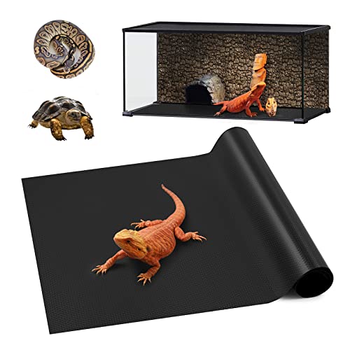 Bearded Dragon Tank Accessories, Reptile Carpet Bedding, Non-Adhesive Reptile Mat Warming Reptile Terrarium Liner Substrate for Leopard Gecko, Snake, Lizard, Tortoise, Iguana Black(18"x72") - color: 18x72" Black