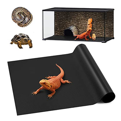 Bearded Dragon Tank Accessories, Reptile Carpet Bedding, Non-Adhesive Reptile Mat Warming Reptile Terrarium Liner Substrate for Leopard Gecko, Snake, Lizard, Tortoise, Iguana Black(18"x72") - color: 18x72" Black